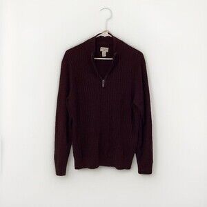 Dockers Men's Size Medium Burgandy Ribbed Quarter-Zip Long Sleeve Sweater